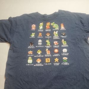 Super Mario Bros. Complete Characters T Shirt Charcoal Gray Mens Size 2XL